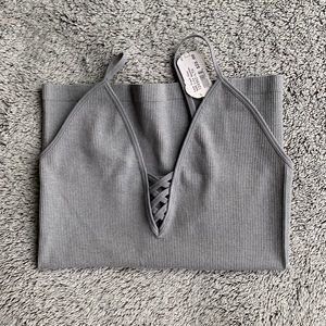 NWT Lace Front Cami in Heather Grey